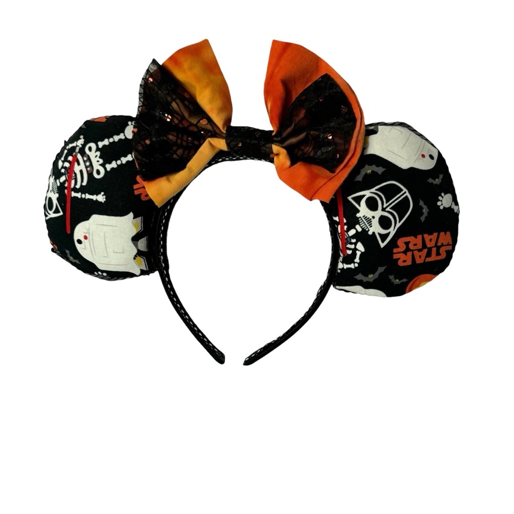 NWOT Star Wars Darth Vader R2D2 Headband Halloween Black Orange Bow Ears